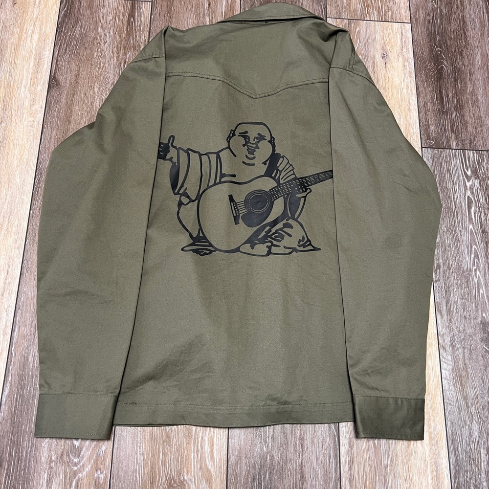 Olive Green Graphic button-up